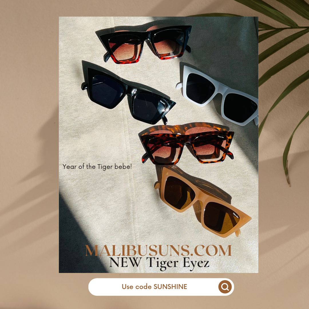 Malibu Suns® Tiger Eyez! UV protection, easy ALL-day wear!